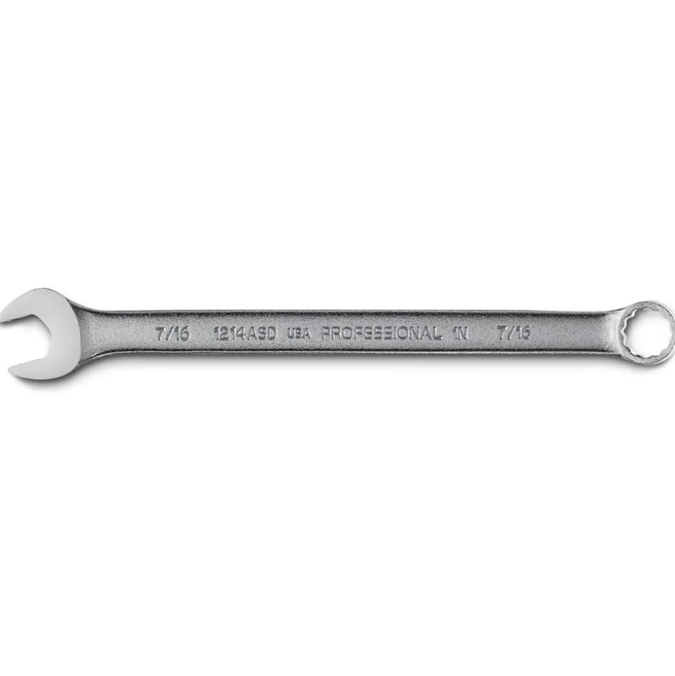 Combination Wrench: 7/16" Head Size, 15 deg Offset