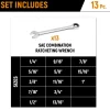 Combination Wrench Set: 13 Pc, 1/4 to 1" Wrench, Inch