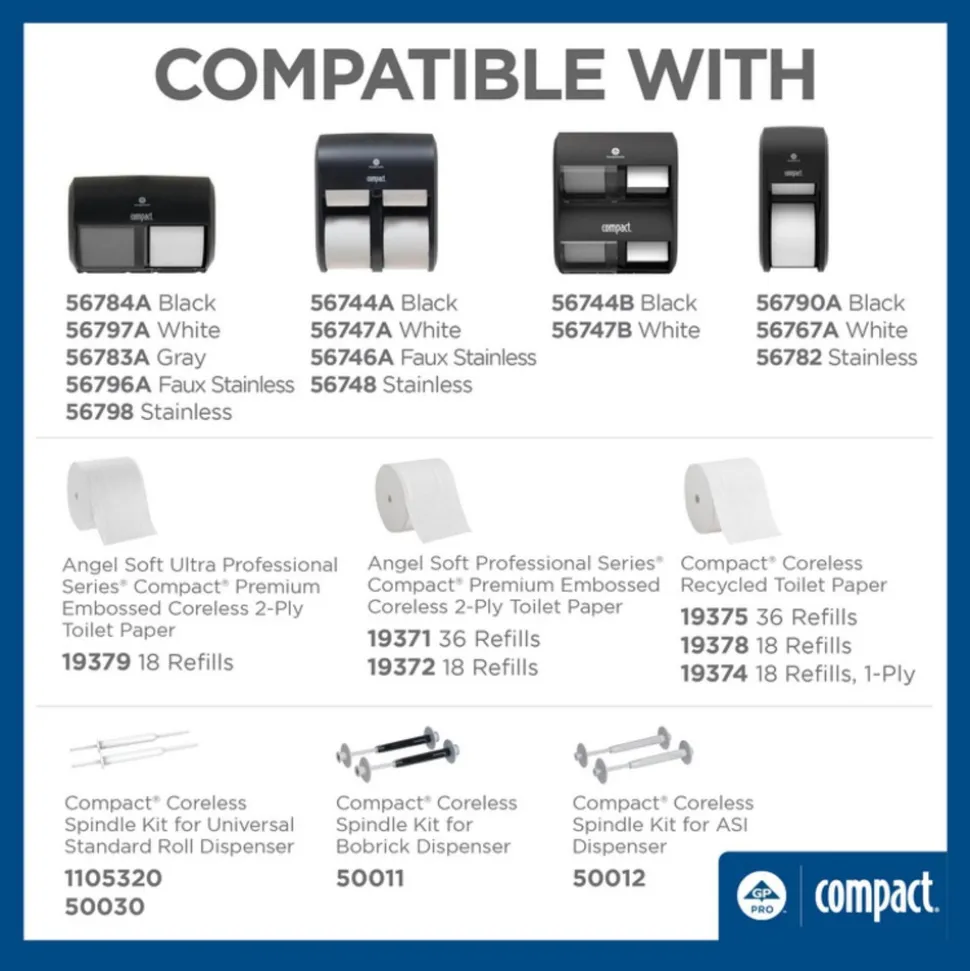 Compact Coreless 2-Ply Recycled Toilet Paper