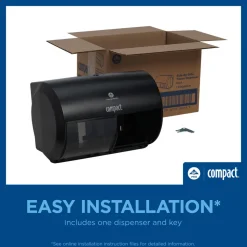 Compact 2-Roll Side-By-Side Coreless High-Capacity Toilet Paper Dispenser, Black