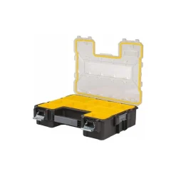 10 Compartment Clear, Black, Yellow Small Parts Deep Storage Box