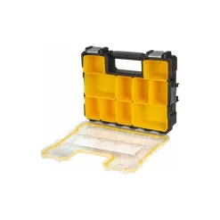 10 Compartment Clear, Black, Yellow Small Parts Deep Storage Box