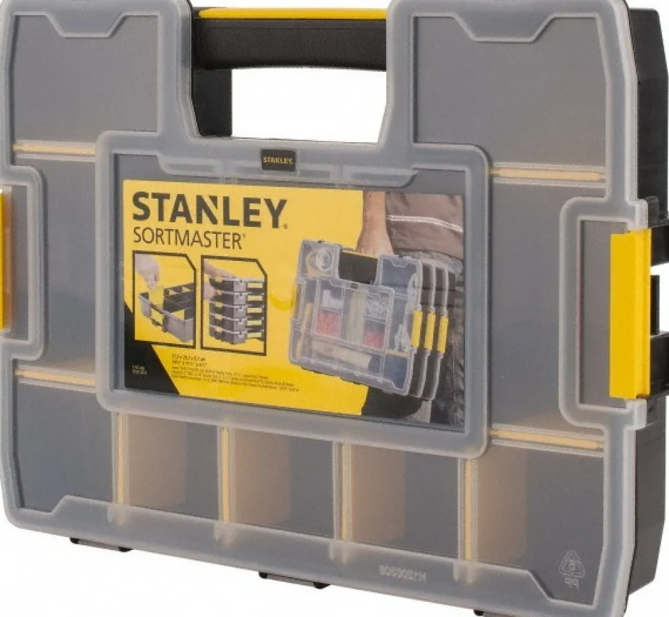 14 Compartment Clear, Black, Yellow Small Parts SortMaster Junior