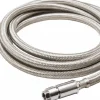1/4" Compression Inlet, 1/4" Compression Outlet, Stainless Steel Icemaker Connector