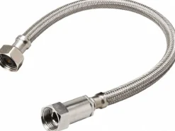1/2" Compression Inlet, 1/2" FIP Outlet, Stainless Steel Faucet Connector