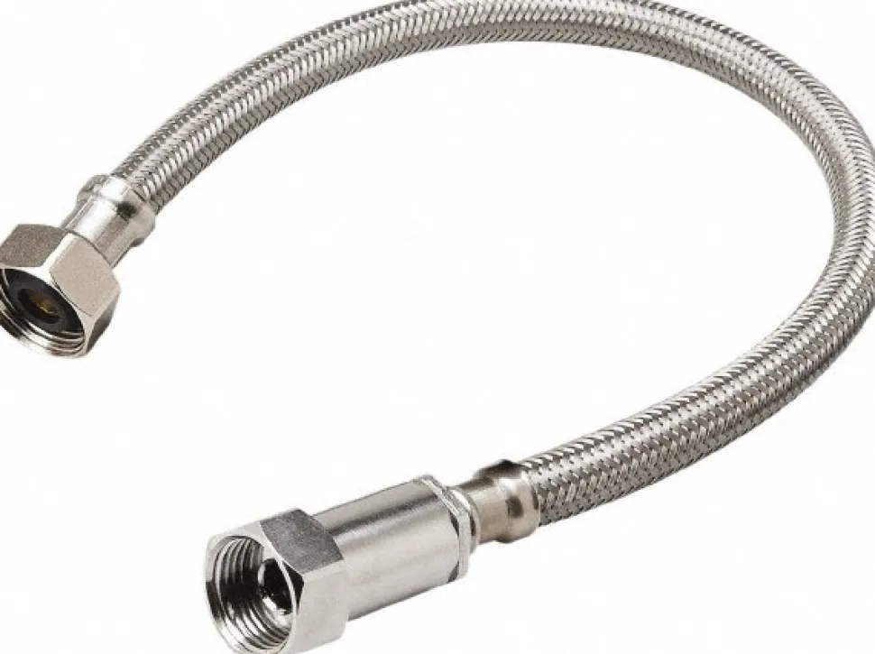 1/2" Compression Inlet, 1/2" FIP Outlet, Stainless Steel Faucet Connector