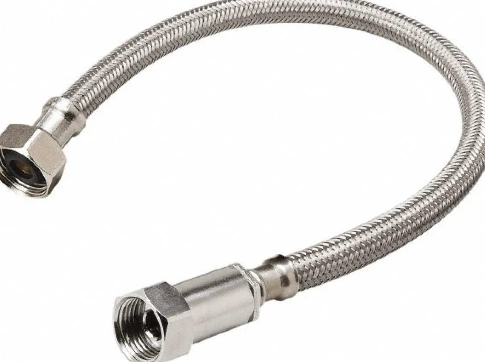3/8" Compression Inlet, 1/2" FIP Outlet, Stainless Steel Faucet Connector