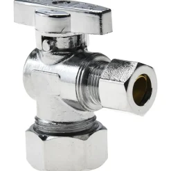 Compression 5/8 Inlet, 125 Max psi, Chrome Finish, Brass Water Supply Stop Valve