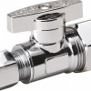 Compression 5/8 Inlet, 125 Max psi, Chrome Finish, Brass Water Supply Stop Valve