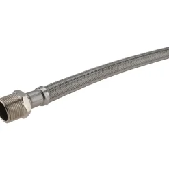 3/4" Compression Inlet, 3/4" MIP Outlet, Stainless Steel Water Heater Supply Line