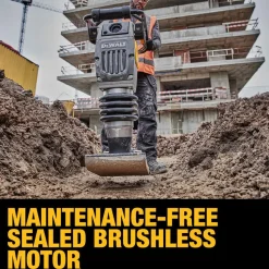 Concrete Tools: Includes: (1) DCPS660 60Kg Class Rammer, (2) DCBPS0554 554Wh Batteries, (1) DCBPSC0550 550W Charger; Material: Heavy-Duty Rubber, Steel (Frame); Tool Type: Rammer Kit