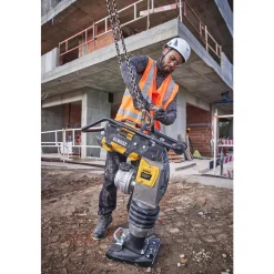 Concrete Tools: Includes: (1) DCPS660 60Kg Class Rammer, (2) DCBPS0554 554Wh Batteries, (1) DCBPSC0550 550W Charger; Material: Heavy-Duty Rubber, Steel (Frame); Tool Type: Rammer Kit