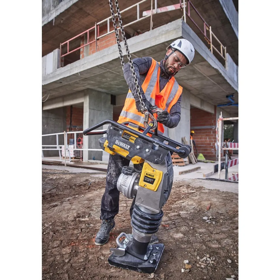 Concrete Tools: Includes: (1) DCPS660 60Kg Class Rammer, (2) DCBPS0554 554Wh Batteries, (1) DCBPSC0550 550W Charger; Material: Heavy-Duty Rubber, Steel (Frame); Tool Type: Rammer Kit