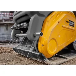 Concrete Tools: Includes: (1) DCPS7154 Forward Plate Compactor, (2) DCBPS0554 554Wh Batteries, (1) DCBPSC0550 550W Charger; Material: Heavy-Duty Rubber, Steel (Frame); Tool Type: Plate Compactor Wheel Kit