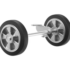 Concrete Tools: Includes: (1) Wheel and Axle Set, (2) Mounting Brackets, (4) Extended Bolts for Mounting Brackets; Material: Steel Alloy, Heavy-Duty Rubber; Tool Type: Rammer Kit