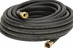 Contractor Garden Hose: 50 ft, 3/4" GHT Thread, Black, Rubber, 100 psi