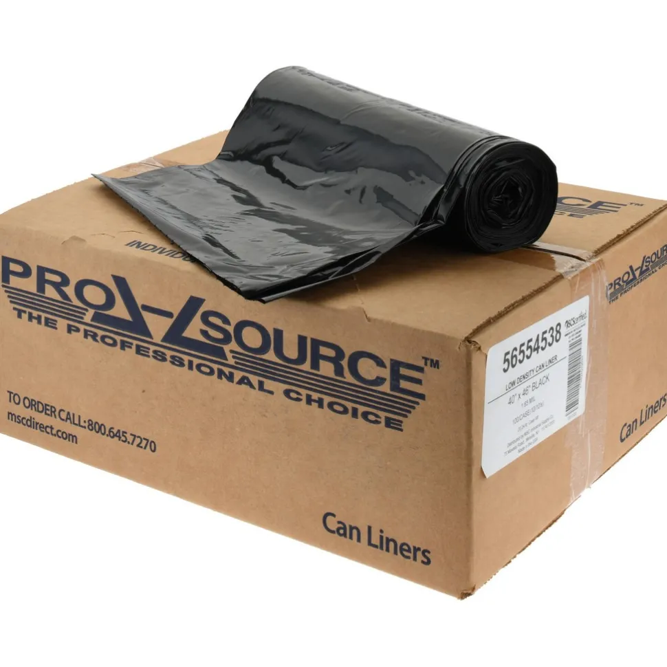 Contractor Trash Bags: 45.000 gal, 1.65 mil, Pack of 100