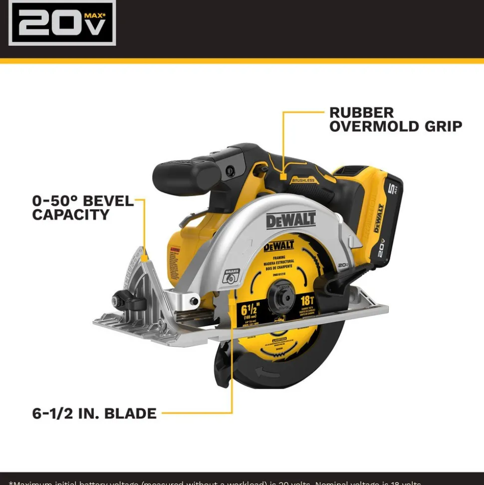Cordless Circular Saw: 6-1/2" Blade Dia