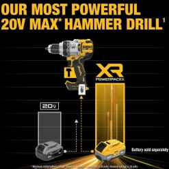 Cordless Hammer Drill: 20.00 V, 1/2