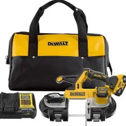 Cordless Portable Bandsaws: Voltage: 20.00 V; Maximum Depth of Cut (Decimal Inch): 3.3700; Low Speed (SFPM): 570; Cutting Capacity - Round: 3-3/8 in