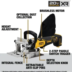 Cordless Power Joiners: No-Load RPM: 8000; Compatible Biscuits: #0, #10, #20