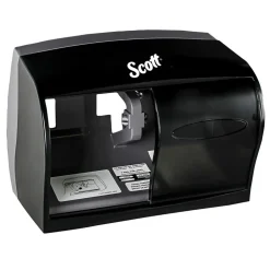 Coreless Standard Roll Toilet Paper Dispenser, 2 Roll Capacity, Black, 11.0