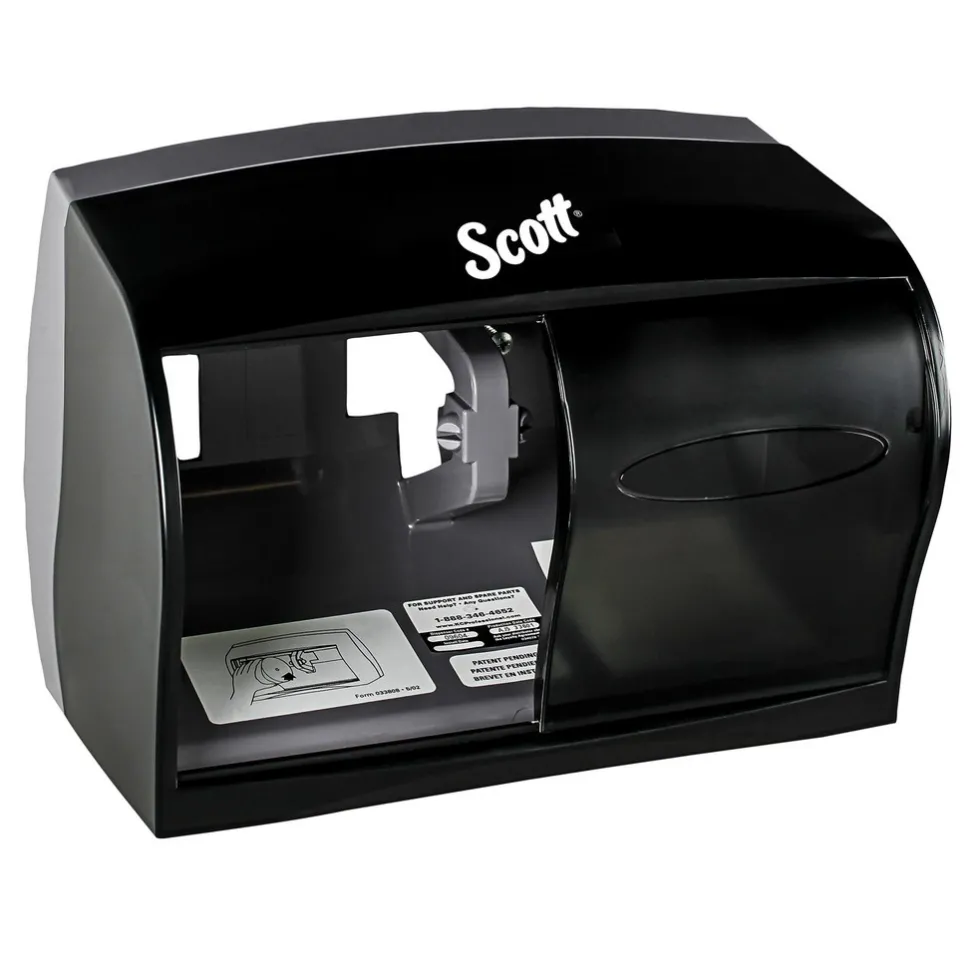 Coreless Standard Roll Toilet Paper Dispenser, 2 Roll Capacity, Black, 11.0" x 7.63" x 6.0"