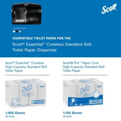 Coreless Standard Roll Toilet Paper Dispenser, 2 Roll Capacity, Black, 11.0