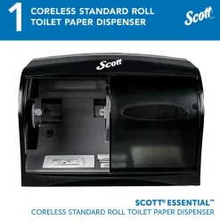 Coreless Standard Roll Toilet Paper Dispenser, 2 Roll Capacity, Black, 11.0