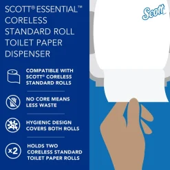 Coreless Standard Roll Toilet Paper Dispenser, 2 Roll Capacity, Black, 11.0