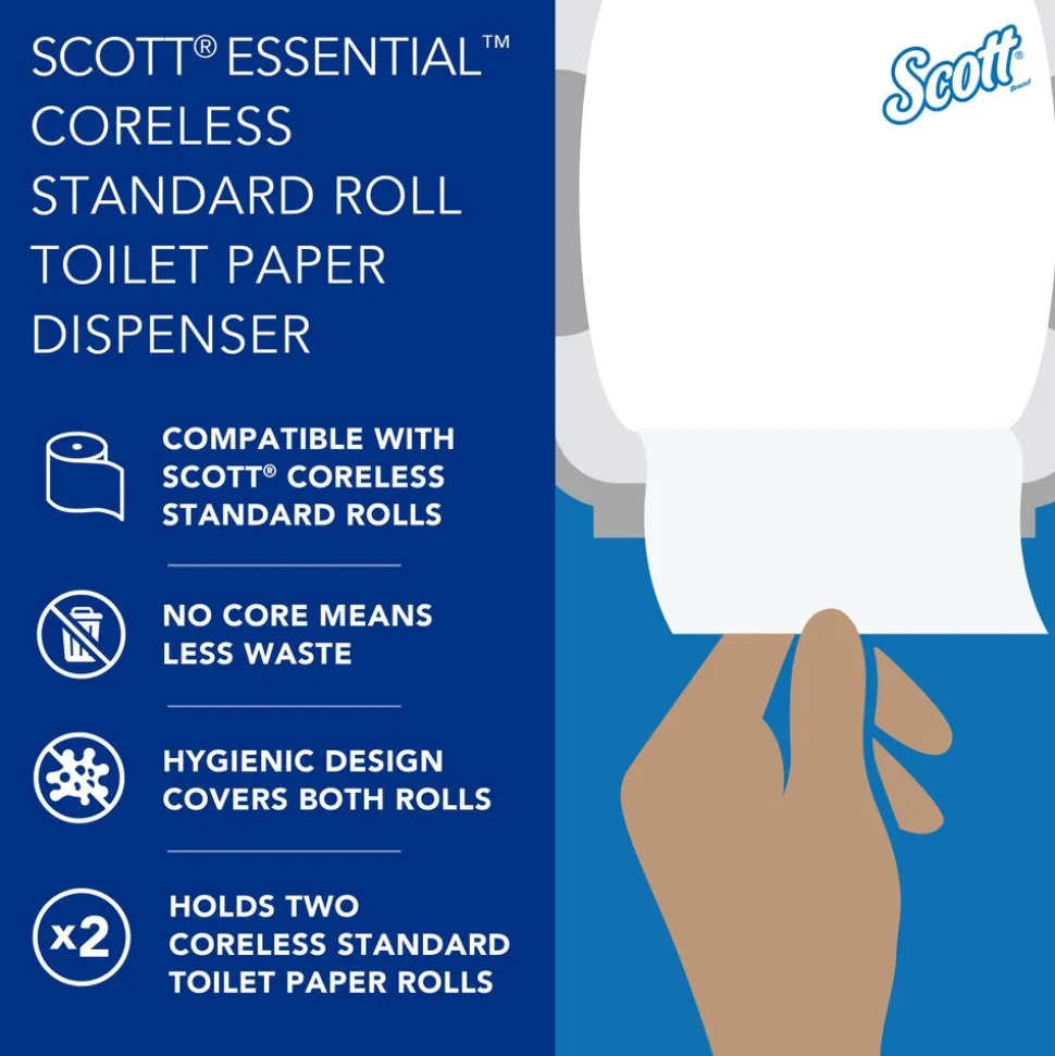 Coreless Standard Roll Toilet Paper Dispenser, 2 Roll Capacity, Black, 11.0" x 7.63" x 6.0"