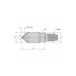 Corner Chamfer End Mill Head: 5/8" Dia, 1/8" LOC, 6 Flute