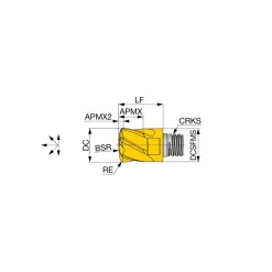 Corner Radius & Corner Chamfer End Mill Heads: Mill Diameter (mm): 16.00