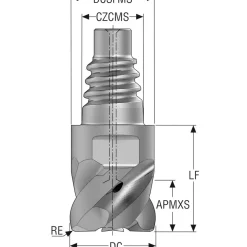 Corner Radius & Corner Chamfer End Mill Heads: Mill Diameter (mm): 16.00