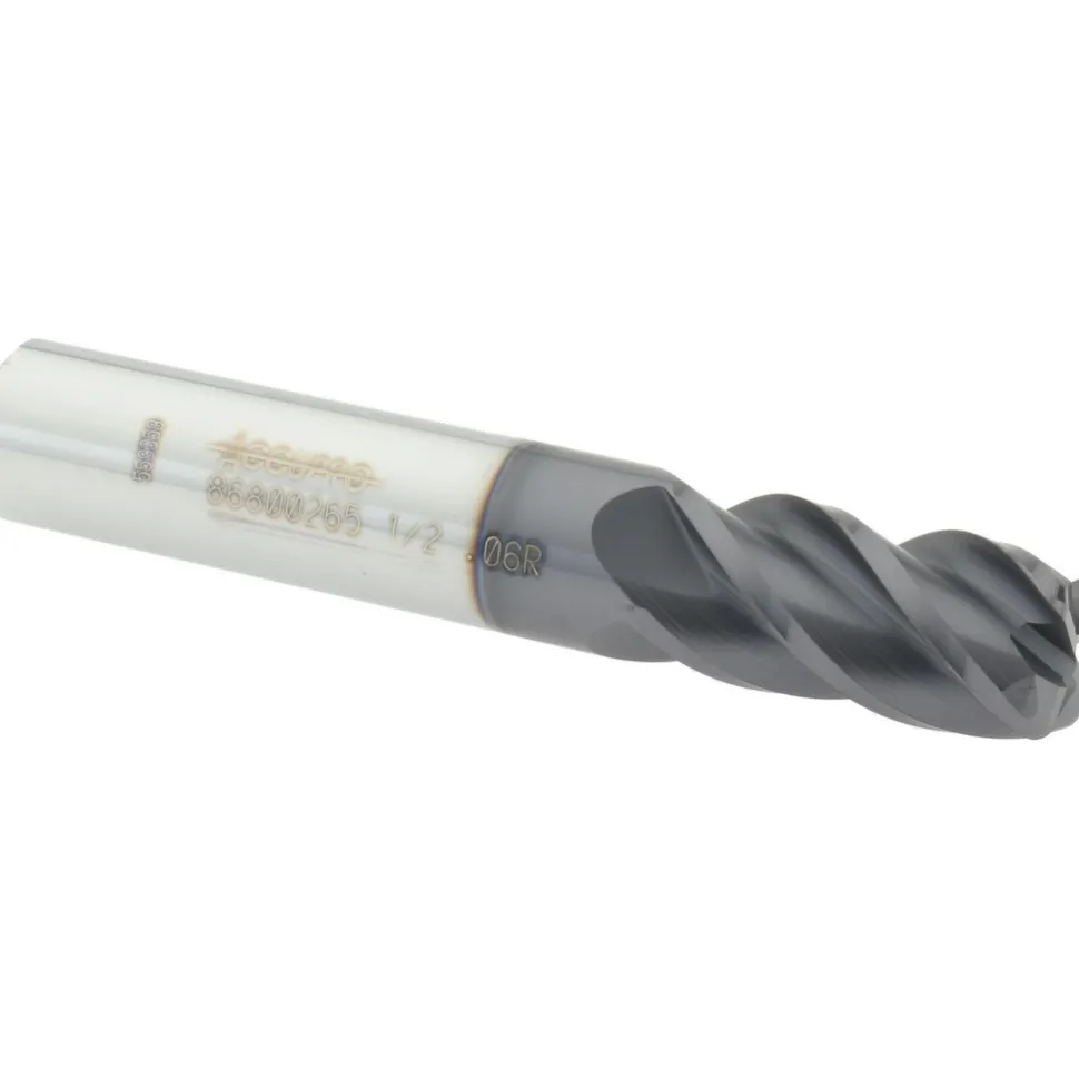 Corner Radius End Mill: 1/2" Dia, 1" LOC, 0.0600" Corner Radius, 4 Flute, Solid Carbide