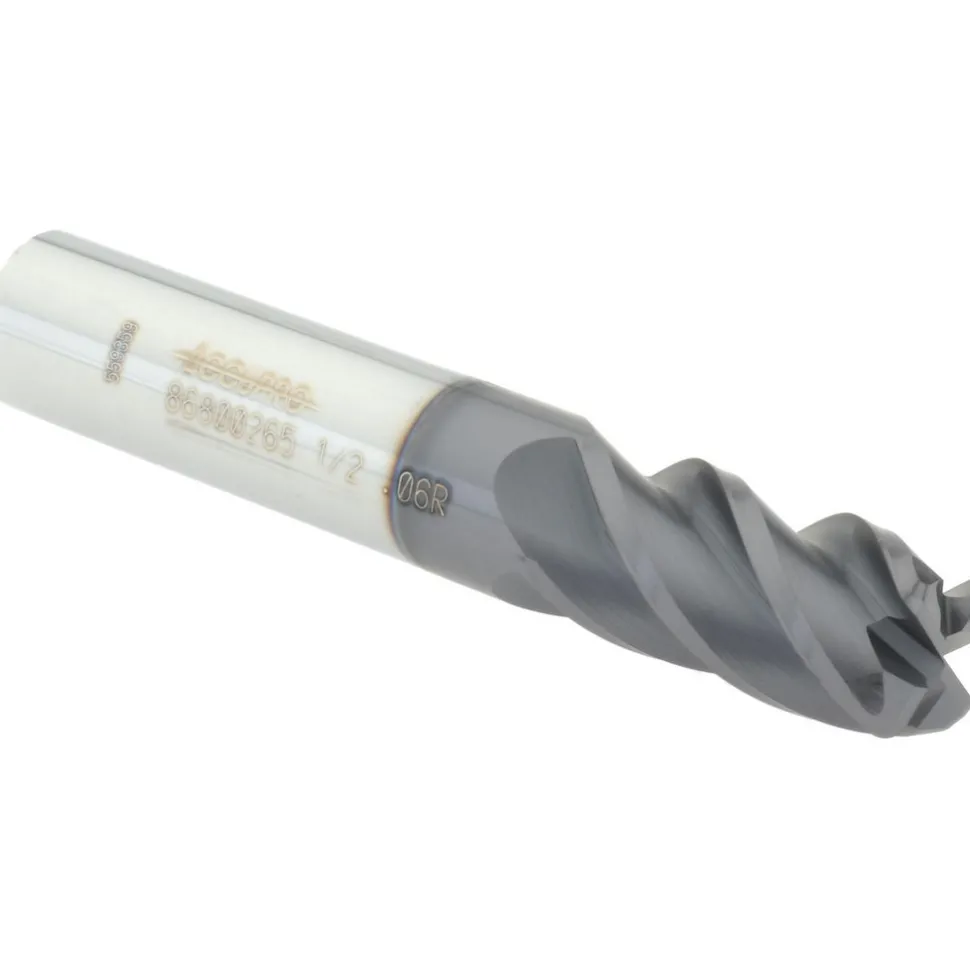 Corner Radius End Mill: 1/2" Dia, 1" LOC, 0.0600" Corner Radius, 4 Flute, Solid Carbide