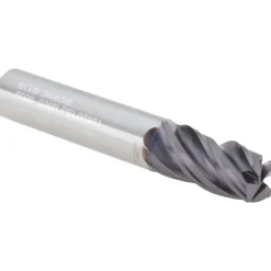 Corner Radius End Mill: 1/2" Dia, 1" LOC, 0.0300" Corner Radius, 4 Flute, Solid Carbide