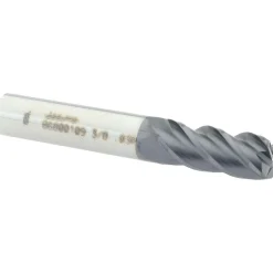 Corner Radius End Mill: 3/8" Dia, 7/8" LOC, 0.0300" Corner Radius, 4 Flute, Solid Carbide