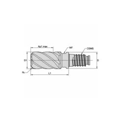 Corner Radius End Mill Head: 1/2" Dia, 6 Flutes