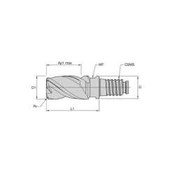 Corner Radius End Mill Head: 1/2" Dia, 3 Flutes