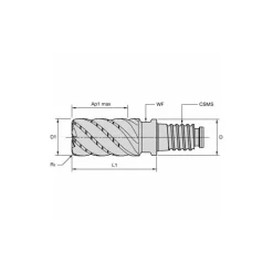 Corner Radius End Mill Head: 5/8" Dia, 4 Flutes