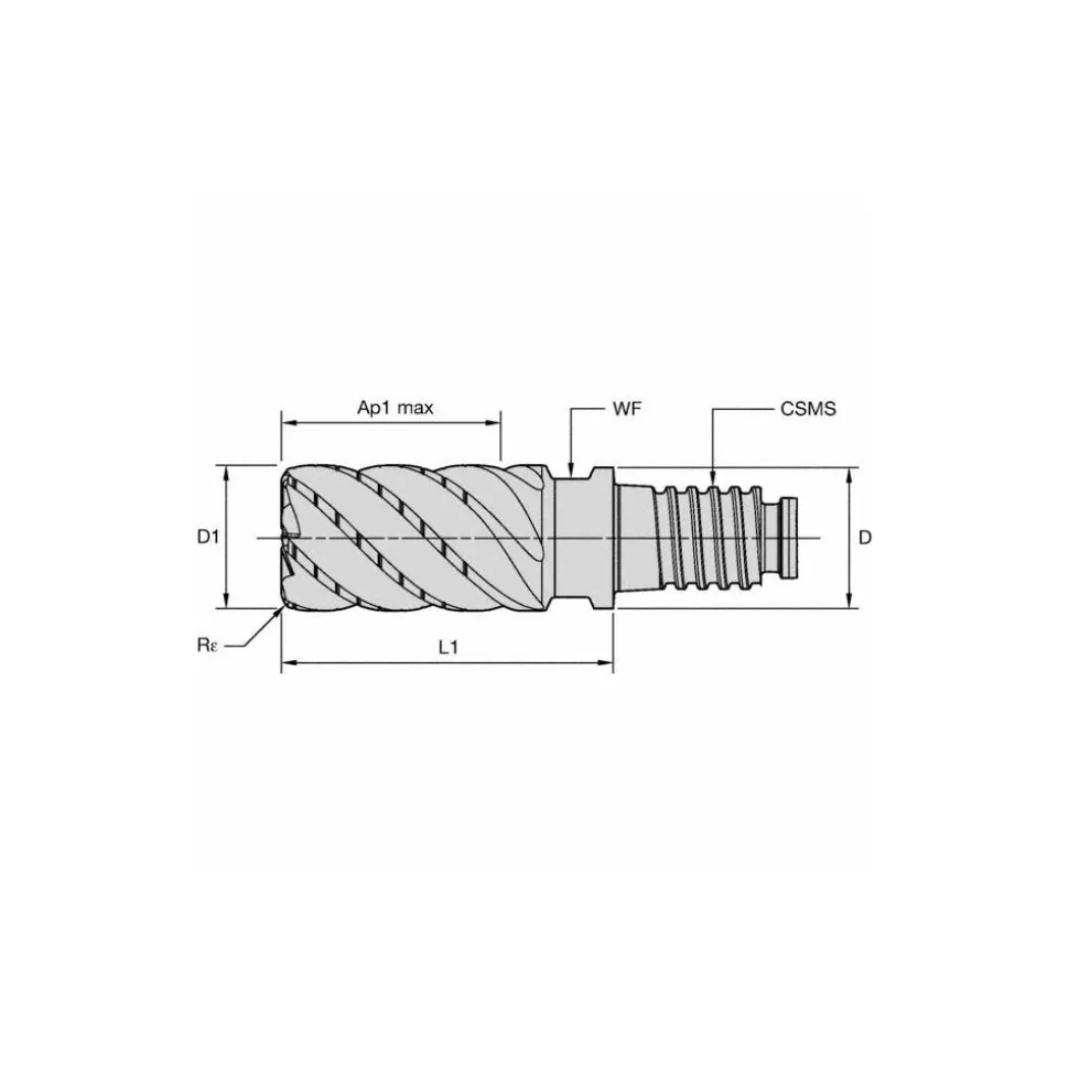 Corner Radius End Mill Head: 5/8" Dia, 4 Flutes