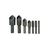 Countersink Set: 7 Pc, 1/4 to 1" Head Dia, 6 Flute, 90 deg Included Angle