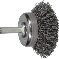 Cup Brush: 1-3/4" Dia, 0.0118" Wire Dia, Steel, Crimped