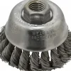 Cup Brush: 2-3/4" Dia, 0.02" Wire Dia, Steel, Knotted