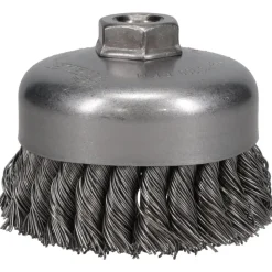 Cup Brush: 4" Dia, 0.023" Wire Dia, Steel, Knotted