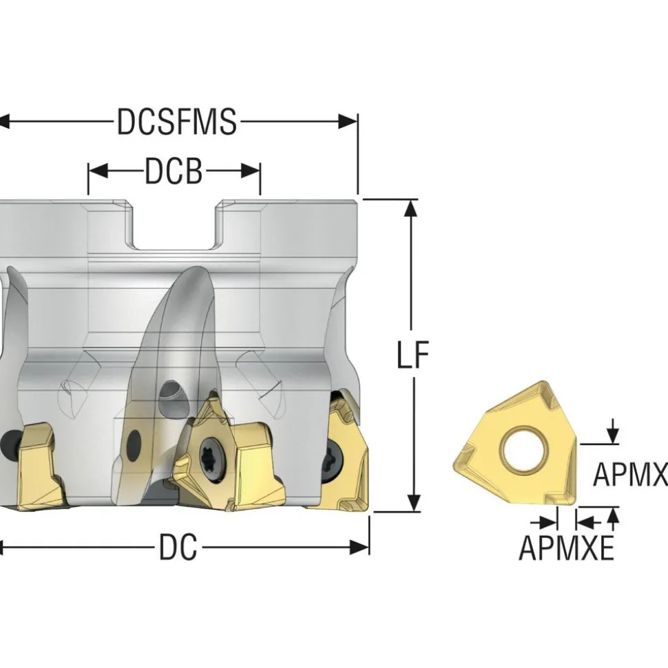 2" Cut Dia, 3/4" Arbor Hole Dia, 0.295" Max Depth, Indexable Square-Shoulder Face Mill
