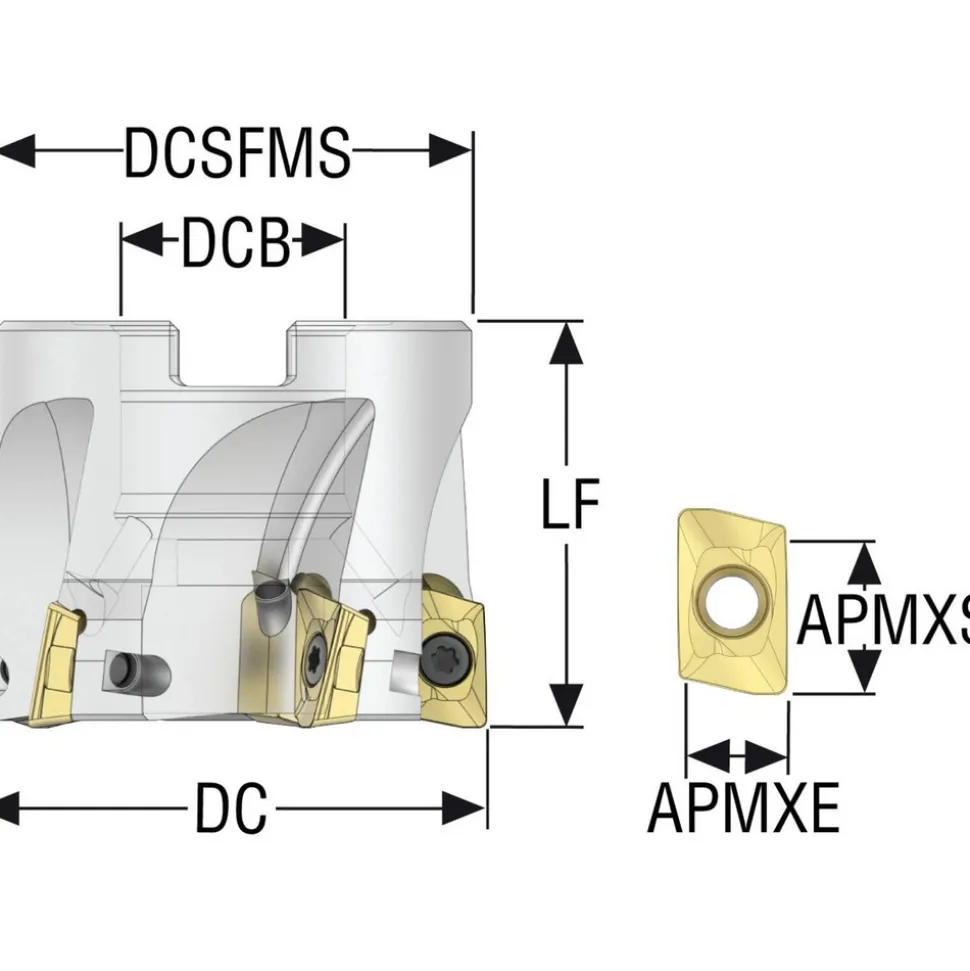2" Cut Dia, 3/4" Arbor Hole Dia, 0.433" Max Depth, Indexable Square-Shoulder Face Mill