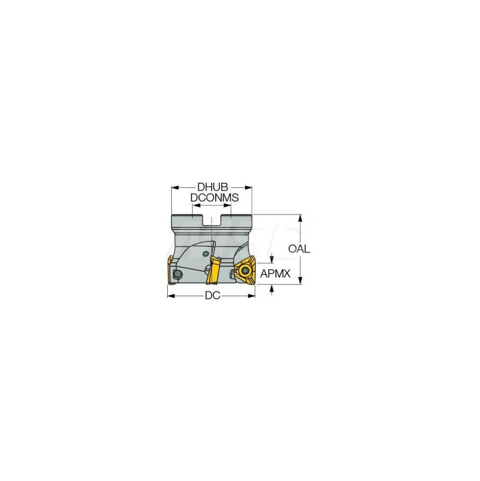 2" Cut Dia, 3/4" Arbor Hole Dia, 0.512" Max Depth, Indexable Square-Shoulder Face Mill