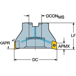 3" Cut Dia, 1" Arbor Hole Dia, 15.7mm Max Depth, Indexable Square-Shoulder Face Mill